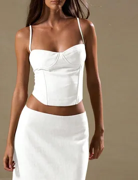 Top tipo bustier con cordones de encaje, ropa de playa de vacaciones en Ibiza, top para salir de fiesta, primavera y verano M - Shein - FashionsVida