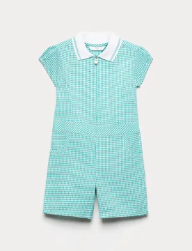 Girls' Gingham School Playsuit (2-14 Yrs) Green female - M&S - FashionsVida