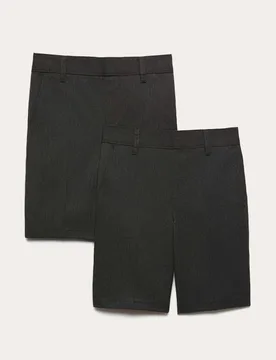 Pack Boys Slim Leg School Shorts (2-14 Yrs) Charcoal male - M&S - FashionsVida