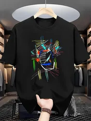 Abstract Art Printed T-Shirt 100% Cotton O-Neck Short Sleeve Summer Casual Mens T-shirt Streetwear