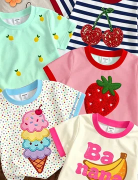 Piezas Camiseta de manga corta y cuello redondo para niña joven, estilo casual minimalista y lindo, estampado de helado de verano, estampado de lunar - Shein - FashionsVida