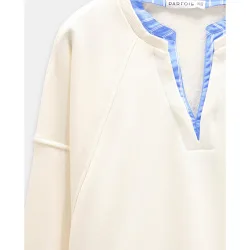 Sudadera de mujer con cuello pico en liso
