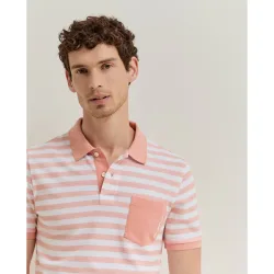 Polo de algodón de hombre a rayas de manga corta