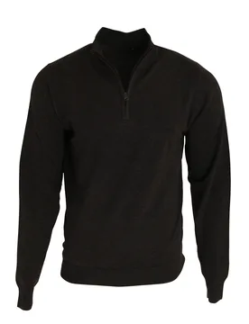 Mens 1/4 Zip Neck Knitted Sweater (Black) - Size X-Small - Premier - FashionsVida