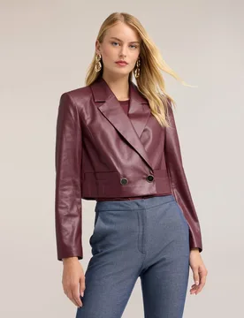 Chaqueta de mujer spencer en tejido revestido ajuste regular corte corto - Motivi - FashionsVida