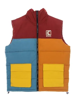 Piumino Smanicato Uomo Og Block Puffer Vest Dark Red/ocher/petrol Blue - Karl kani - FashionsVida