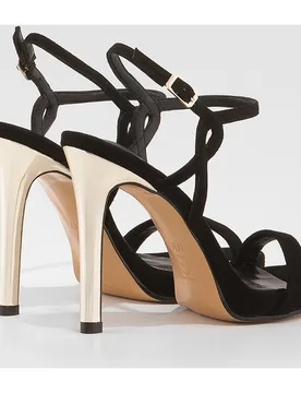 Sandalias de tacón de mujer en ante combinado con piel - Lodi - FashionsVida