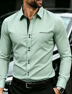 Camisa de negocios de manga larga para hombre talla grande, formal 5XL - Shein - FashionsVida