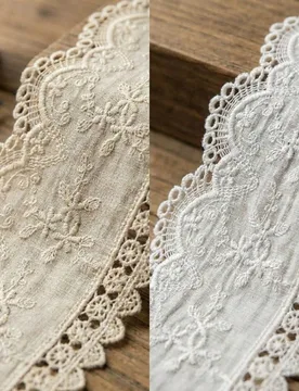 Yarda, 12,5 cm de ancho Elegante encaje bordado con flores - Tela de encaje beige de alta calidad, borde calado delicado, adecuado para accesorios de - Shein - FashionsVida