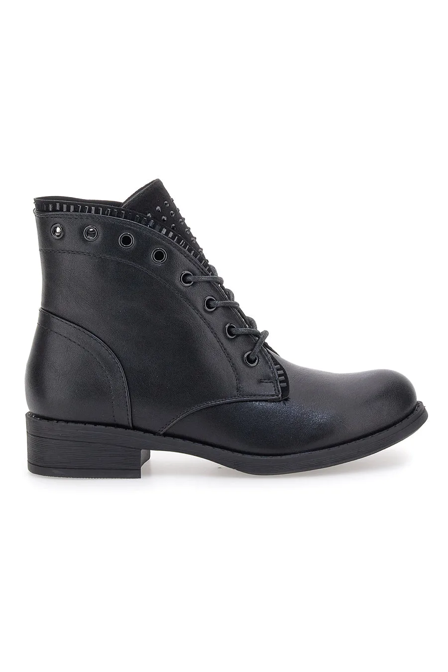 Anfibi neri con borchie tono su tono P630 37 - THE FIRST - FashionsVida