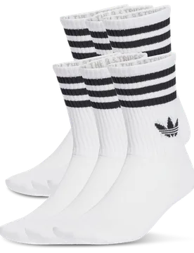 Stripes Crew Socks 6 Pairs Unisex Socken - Weiß - Größe 46-48 - Poly (Polyester) White 46-48 - Adidas - FashionsVida