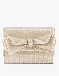 Embellished Chain Strap Clutch Bag Gold female