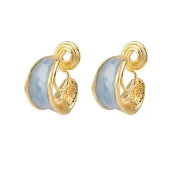 Simple temperament blue ring metal earrings fashionable earrings for women