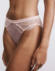 Saffron Satin & Lace High Leg Knickers Pink female