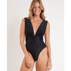 Bañador de mujer escote redondo liso con relleno
