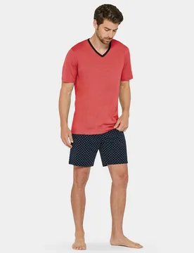 Pijama corto de hombre de punto en color - Impetus - FashionsVida