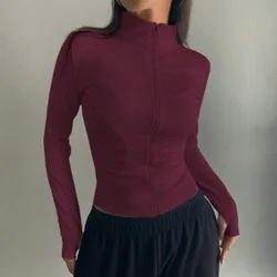 Chaqueta ajustada de manga larga de felpa fina de unicolor y casual para mujer L