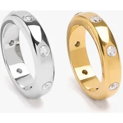Pack de 2 anillos con piedras de acero inoxidable