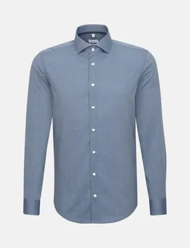 Slim Business Hemd Uni glänzend Blau 39 - Seidensticker - FashionsVida