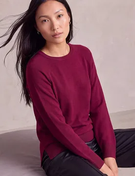 Women's Plain Soft Crew Neck Jumper in Maroon Size: 18 - Maroon - Size: 18 - Roman - FashionsVida