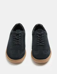 Suede Contrast Sole Lace Up Trainers Dark Ink male