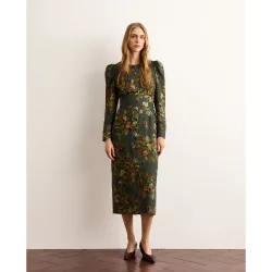 Vestido midi estampado de mujer