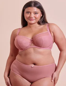 Women's Victory Side Support Balcony Bra Wired Lingerie in Rose Size: 30E - Rose - Size: 30E - Curvy Kate - FashionsVida
