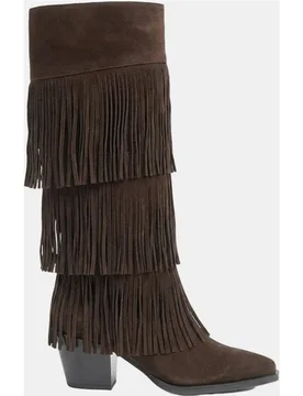 Botas de mujer concepto cowboy con adorno de flecos en serraje soft - Dansi - FashionsVida