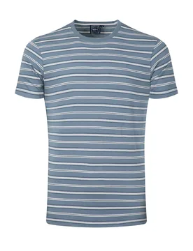 Weird Fish Jefferson Textured Stripe T-Shirt Size 4XL - holiday-shop holiday-shop mens-summer-shop men men all-mens men tshirts offers all-offers offe - Blue Mirage - FashionsVida