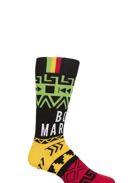 Music Collection 1 Pair Bob Marley Cotton Socks Press Play One Size - Multi Coloured - Size: One Size - SockShop - FashionsVida