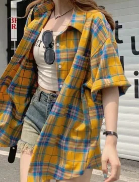 Pieza Camisa versátil casual de cuadros de poliéster con botones y bolsillos, para uso diario en verano para mujer S - Shein - FashionsVida