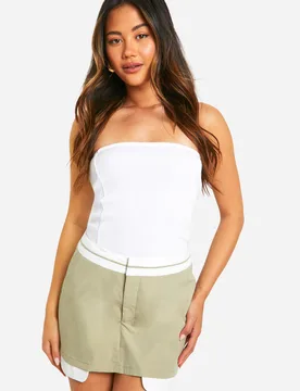 Womens Contrast Waist Tailored Skort - Green - Size 8 Uk - Boohoo - FashionsVida