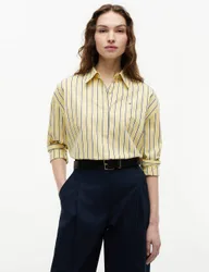Pure Cotton Striped Shirt Yellow Mix female