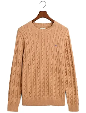 Gant Pull Cable Khaki Mel XL Homme - Gant - FashionsVida