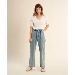 Vaquero ancho de mujer con lazada