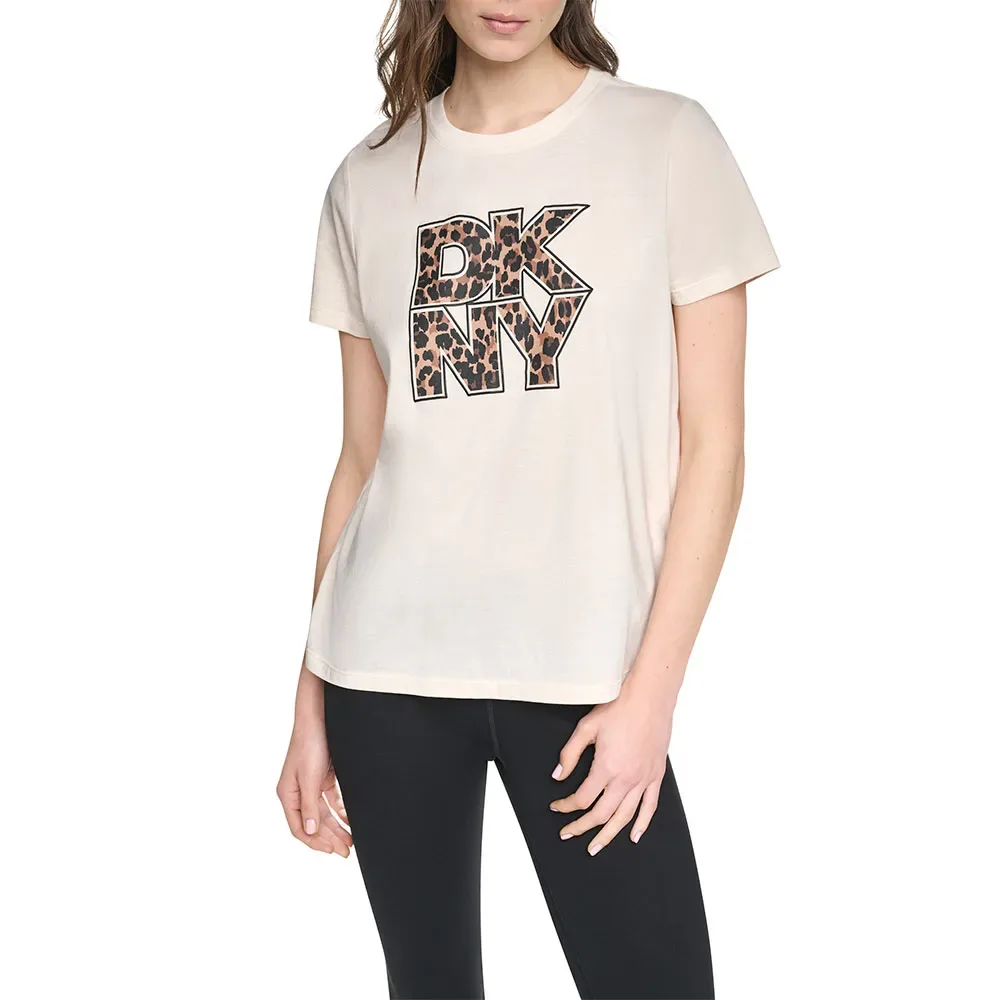 Maglietta A Maniche Corte Stacked Puff Eggnog Beige L - DKNY - FashionsVida