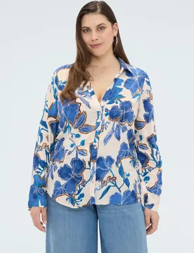 Camisa de mujer con estampado floral de viscosa para una sensación fresca y agradable en la piel - Fiorella Rubino - FashionsVida