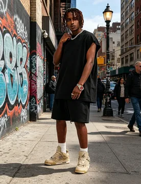 Basketball jersey heavyweight cotton oversized cutoff tank top Solid Color Streetwear Loose Crew Neck Sleeveless Street Tee - Aliexpress - FashionsVida