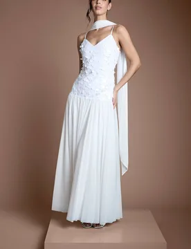 Women's Muse Sequin & Mesh Maxi Wedding Dress in Ivory Size: 18 - Ivory - Size: 18 - Coast - FashionsVida