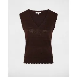 Top de mujer en punto fino con escote pico