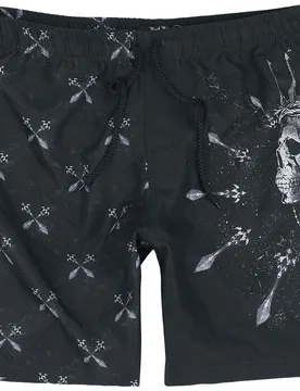 Rock Badeshort - Swim Shorts With Skullking and Sword - S bis L - für Männer - Größe S - schwarz - Männer - male - Rock Rebel by EMP - FashionsVida