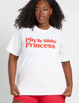 Womens Plus England Pitch Side Princess Football Printed T-Shirt - White Cotton - Size 24 Uk - Boohoo - FashionsVida