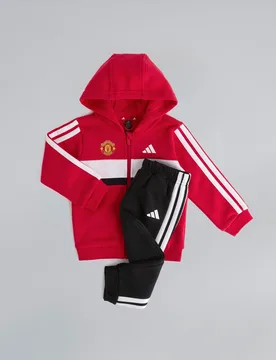 Manchester United x Infant Essentials Tiberio 3-Stripes Tracksuit Red 12-18M - Adidas - FashionsVida