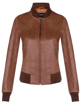 Women's Classic MA-1 Leather Bomber Jacket-Newcastle in Tan Size: 14 - Tan - Size: 14 - Infinity Leather - FashionsVida