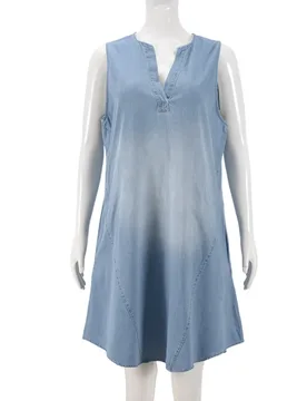 Spring/Summer Cowboy Sleeveless Casual V-neck Loose Fashion Vacation Beach Denim Dress - Aliexpress - FashionsVida