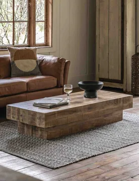 Iowa Mango Wood Rectangular Coffee Table Natural - Gallery Direct - FashionsVida