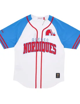 Casacca Bottoni Uomo Nhl Practice Day Button Front Jersey Quenor White - Mitchell & Ness - FashionsVida