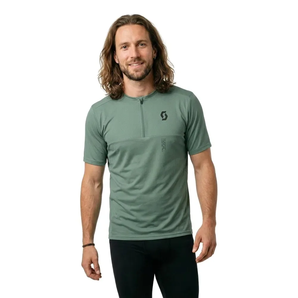 Magliette A Maniche Corte Con Mezza Cerniera Vertic Tranquil Green - Scott - FashionsVida