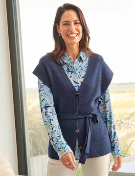 Strick-Weste Kaschmirweich - Blau - female - Size: 46 - Avena - FashionsVida