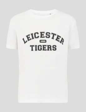 Leicester Tigers Junior 25/26 Varsity Short Sleeve T-shirt - White WHITE 5-6Y Unisex - Castore - FashionsVida